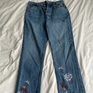 Brand New Reformation Jeans with Beautiful Subtle Floral Patchwork (Size 27)